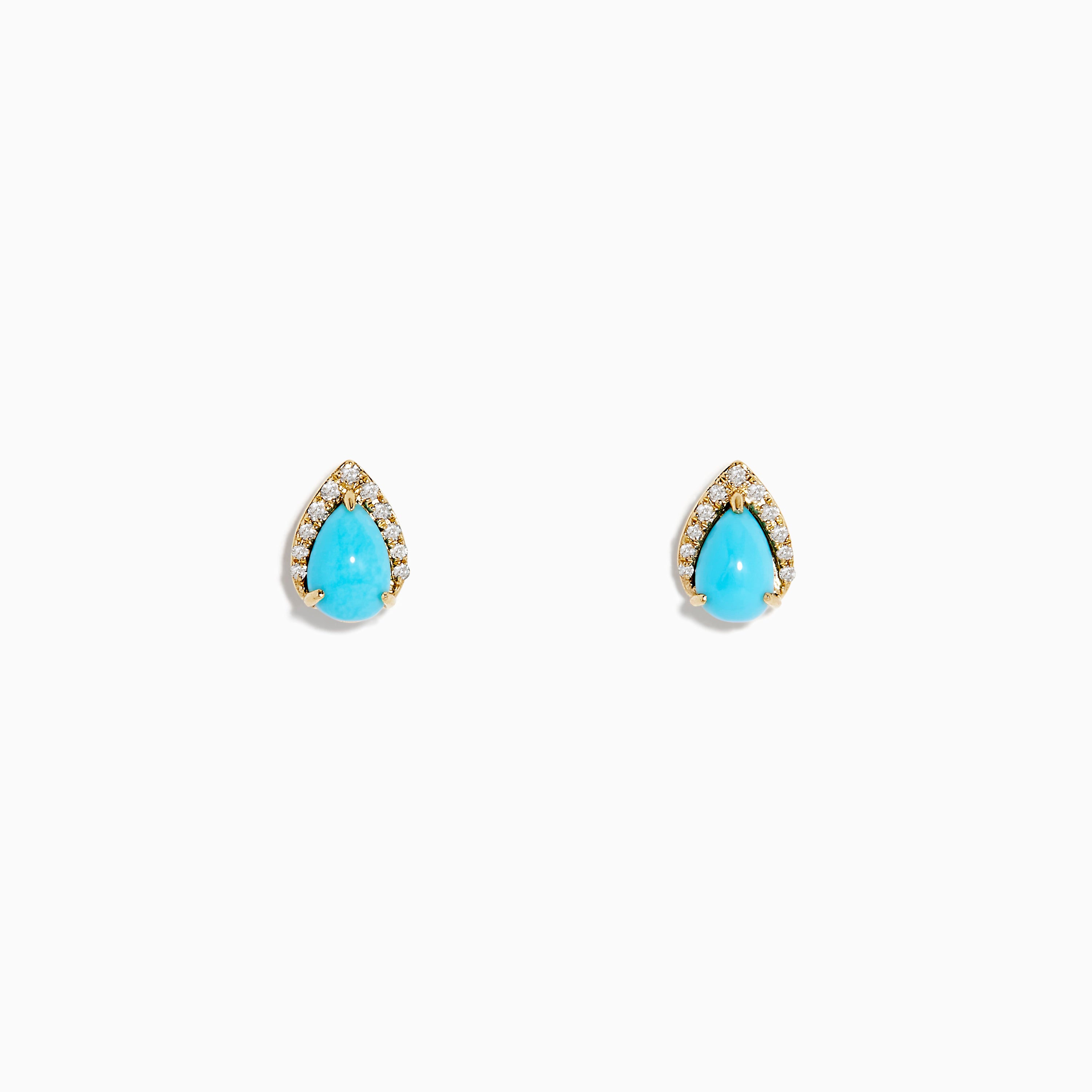 Effy Turquesa 14K Yellow Gold Turquoise and Diamond Teardrop Stud Earrings