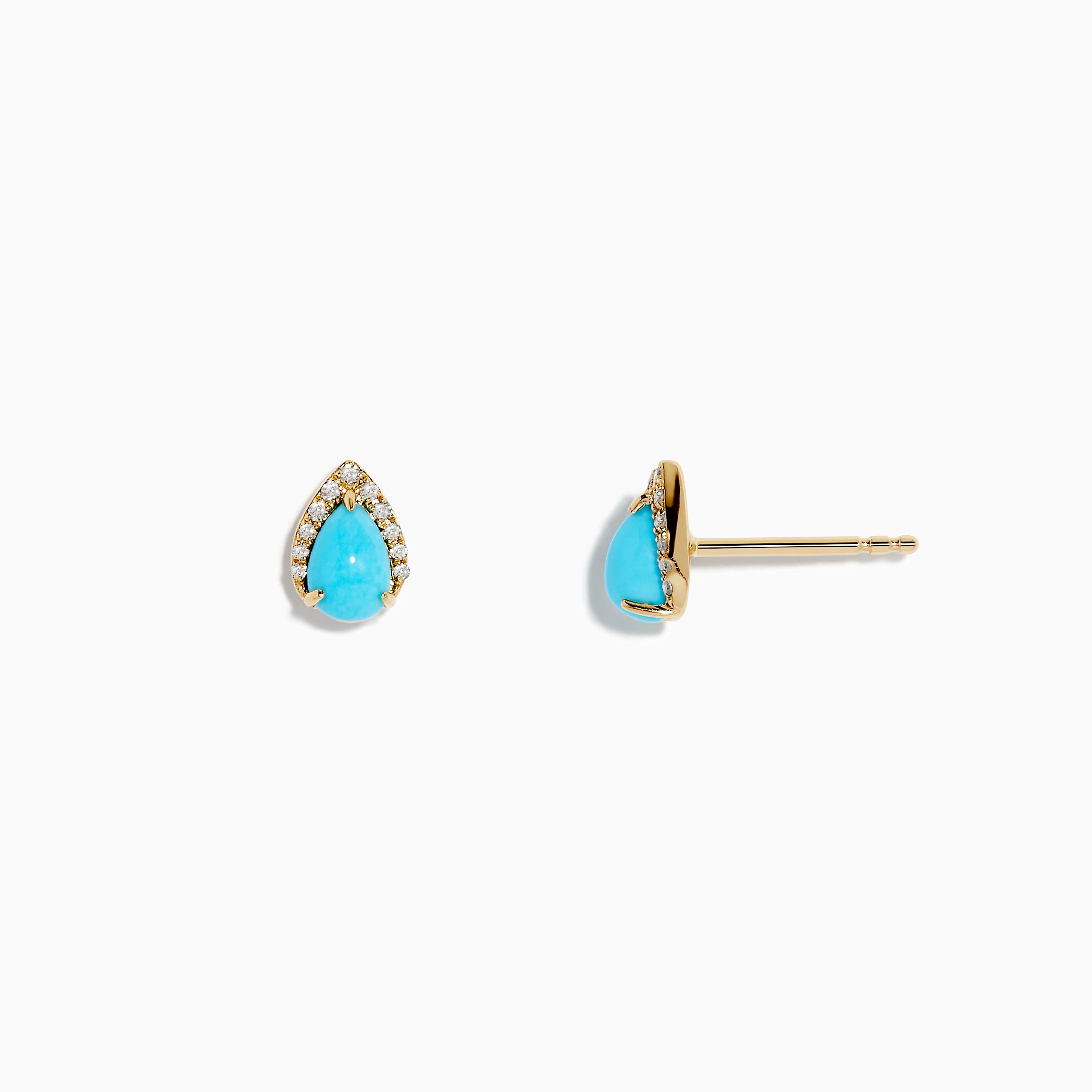 Effy Turquesa 14K Yellow Gold Turquoise and Diamond Teardrop Stud Earrings