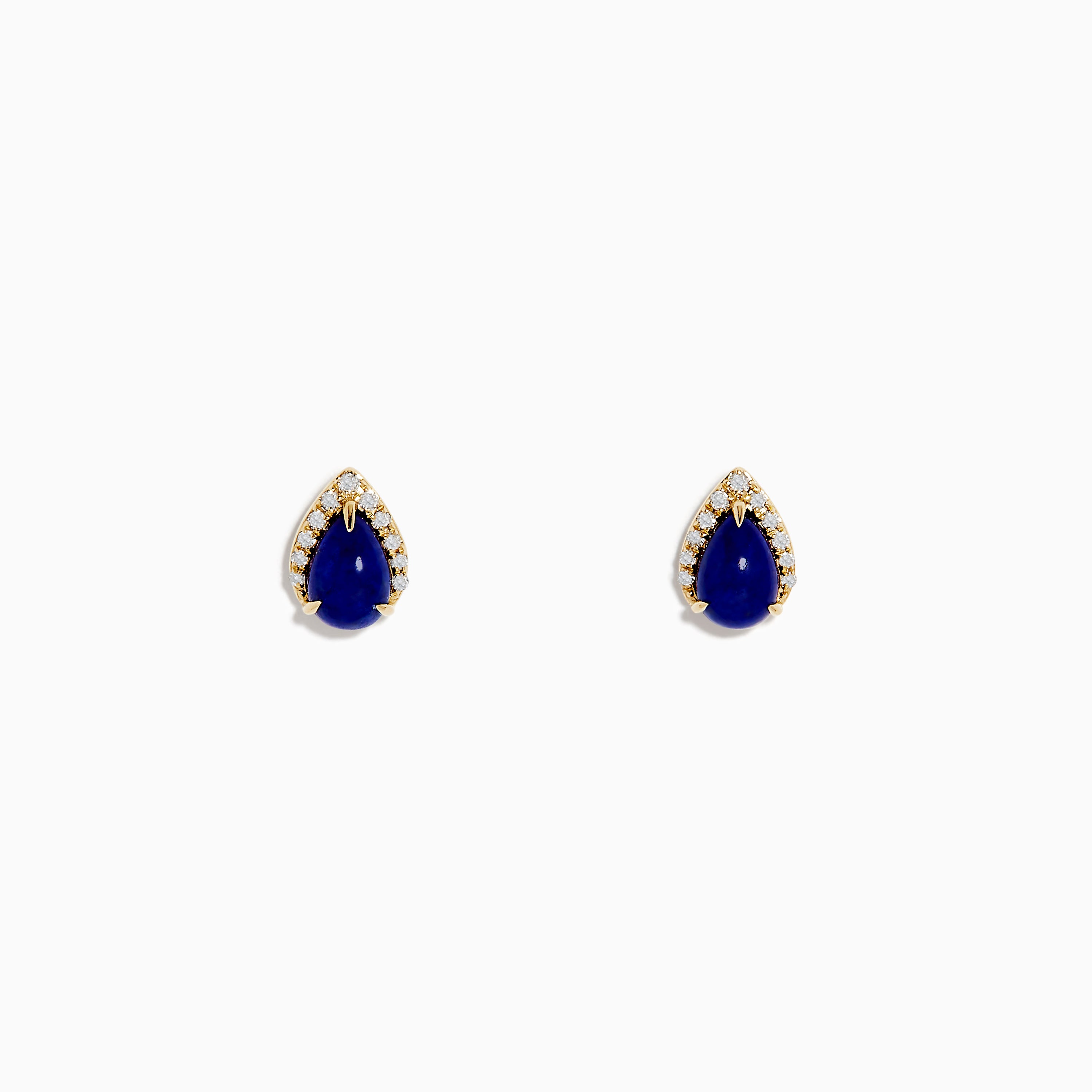 Effy 14K Yellow Gold Lapis Lazuli and Diamond Teardrop Stud Earrings