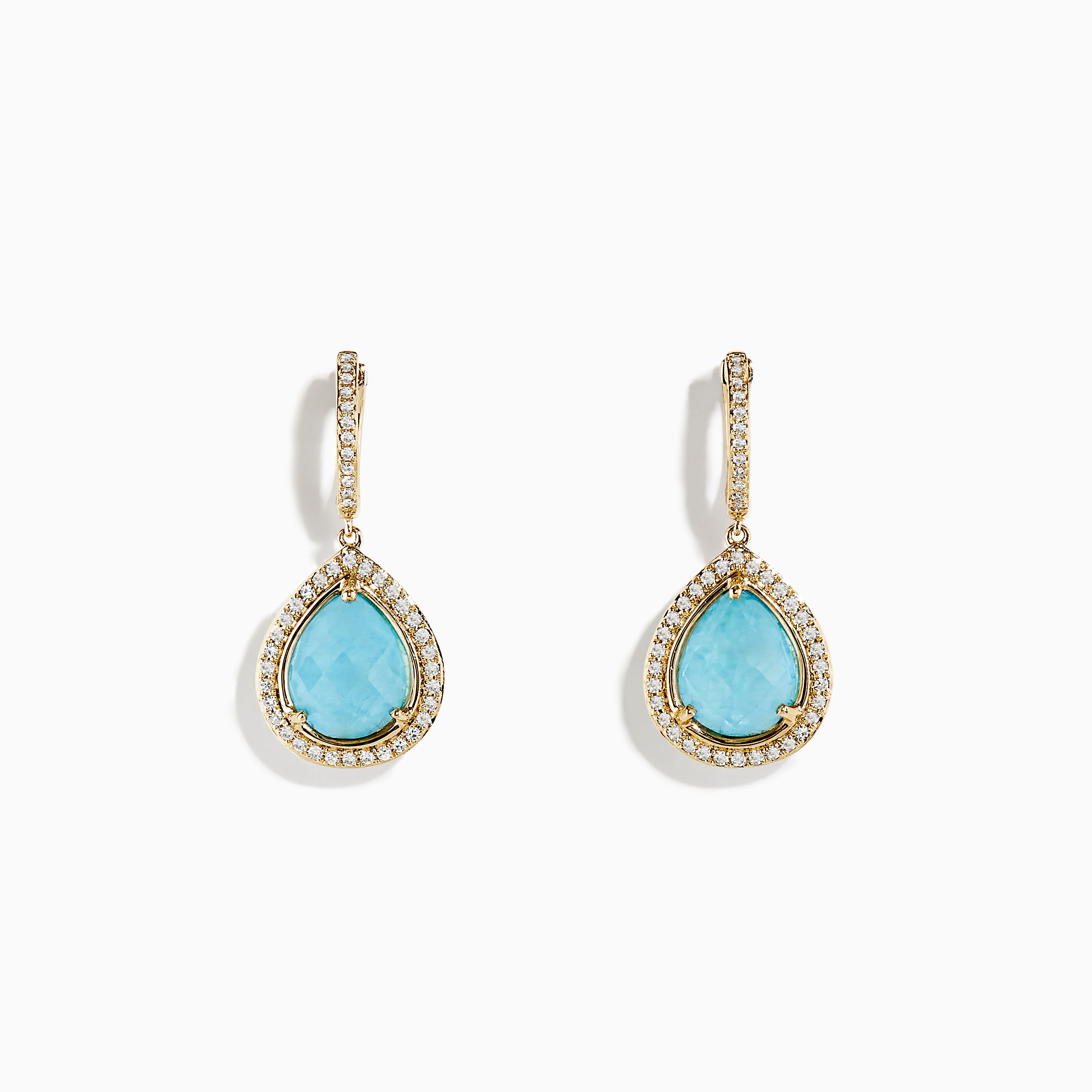 Effy 14K Yellow Gold Apatite and Diamond Pear Shaped Drop Earrings