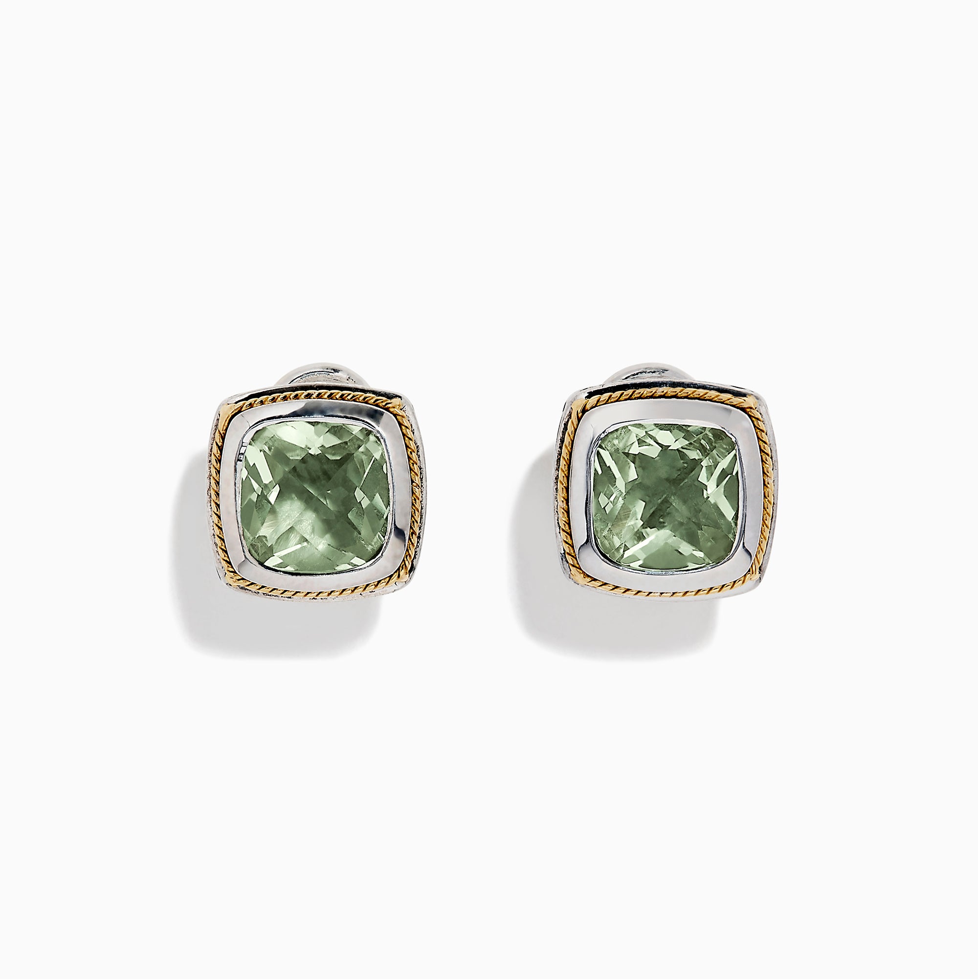 Effy 925 Sterling Silver & 18K Gold Green Amethyst Earrings, 4.10