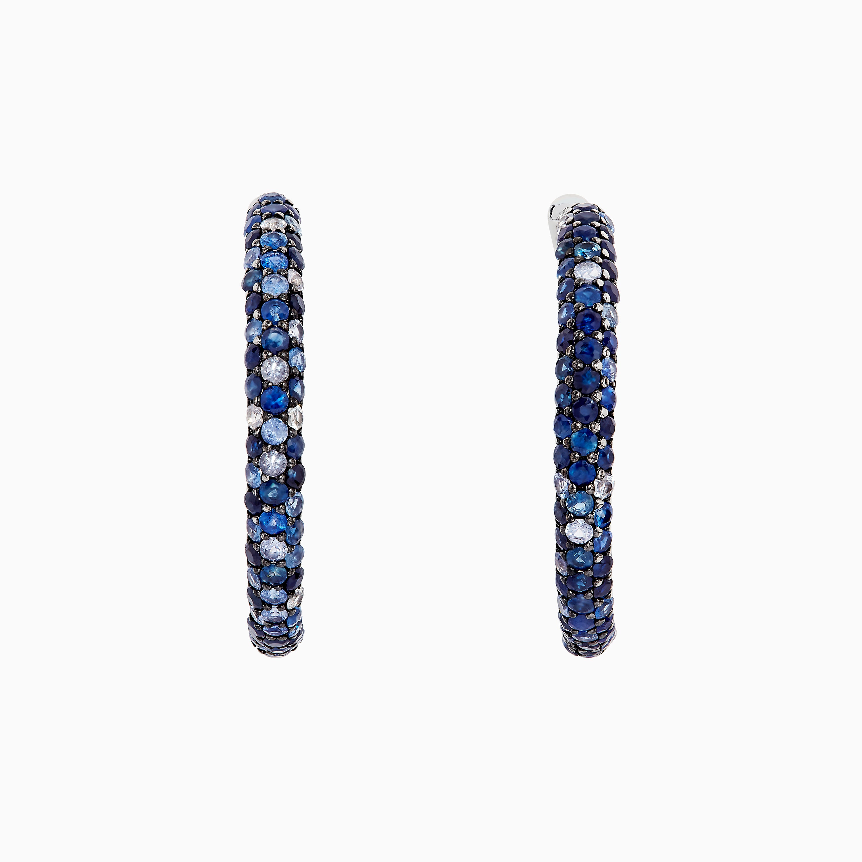 Effy Splash 925 Sterling Silver Multi Blue Sapphire Hoop Earrings, 6.88 TCW