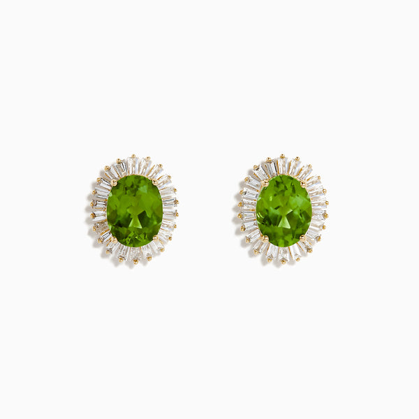 9ct White Gold Peridot and Diamond Earrings