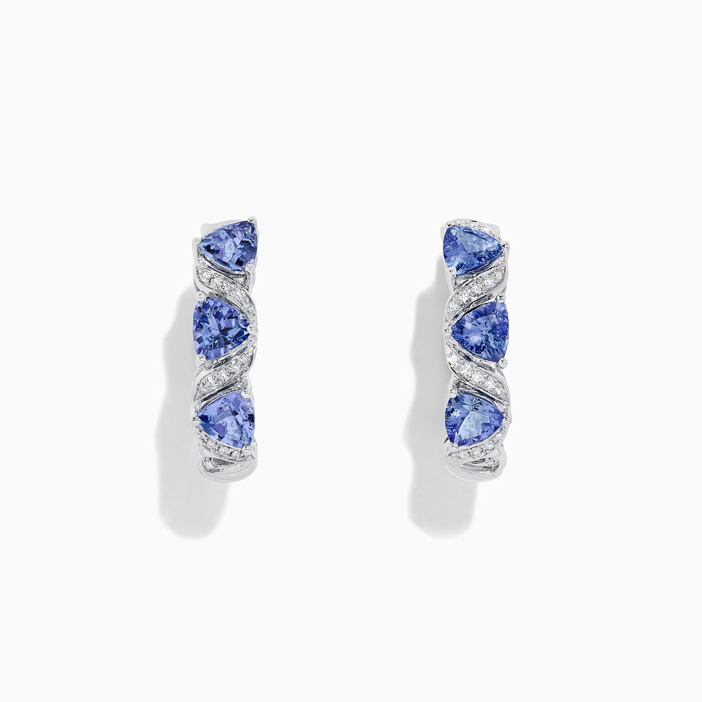 Effy Tanzanite Royale 14K Gold Tanzanite & Diamond Hoop Earrings, 2.43 ...