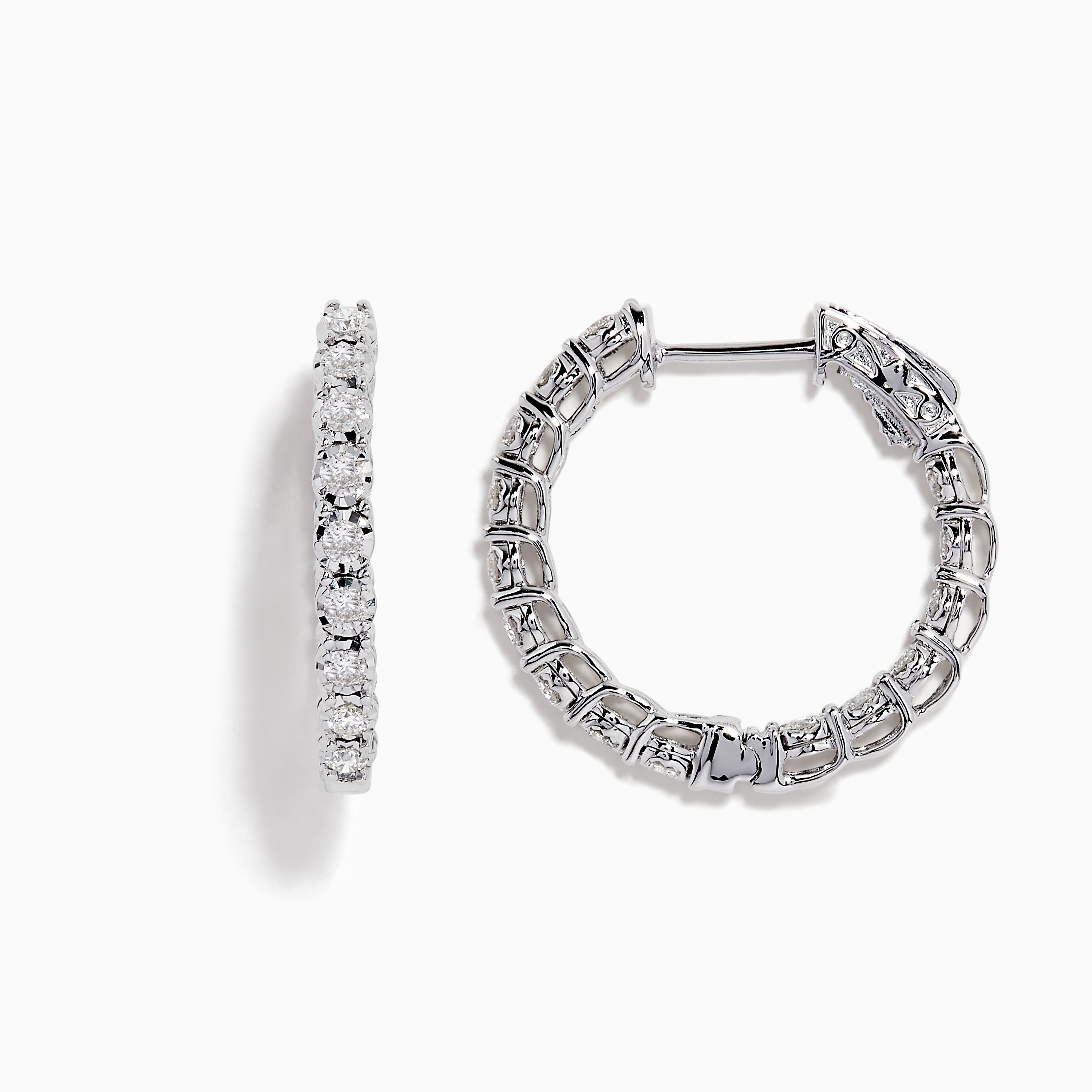 Effy Pave Classica 14K White Gold Diamond Hoop Earrings