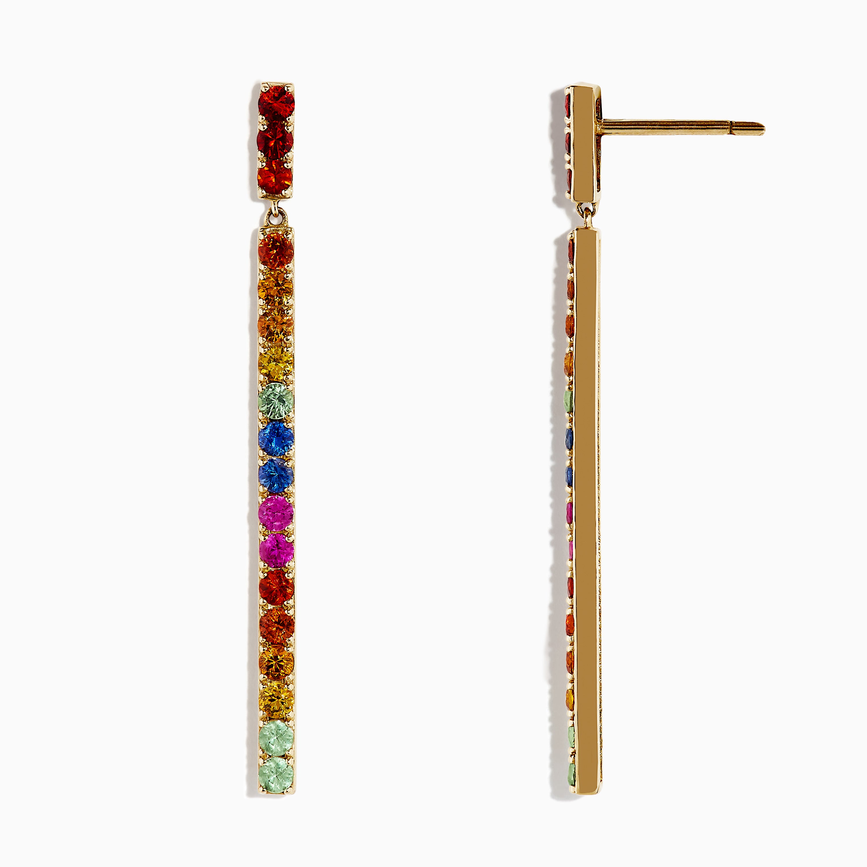 Effy Watercolors 14K Yellow Gold Multi Sapphire Drop Earrings