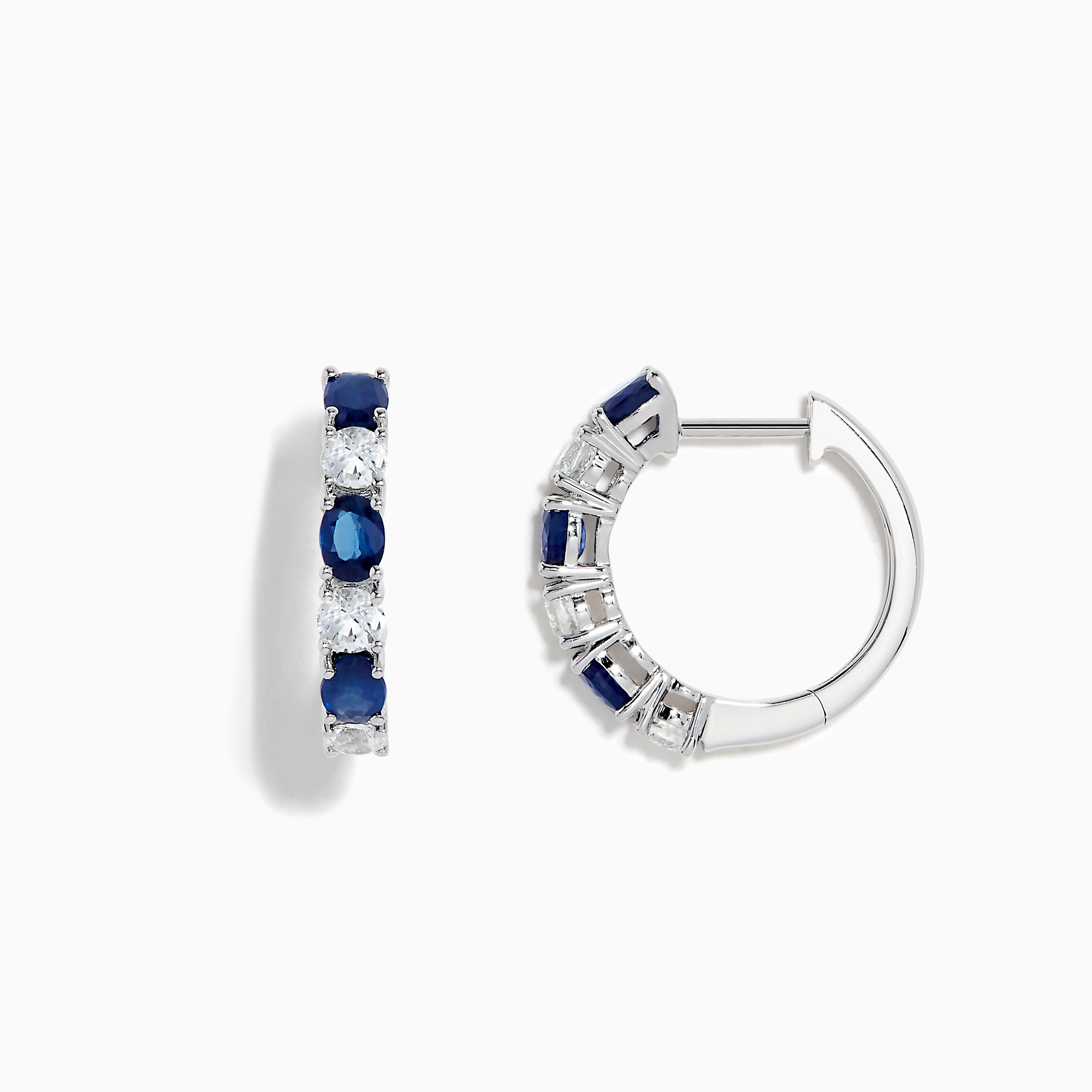 14K White Gold Multi Sapphire Hoop Earrings – effyjewelry.com