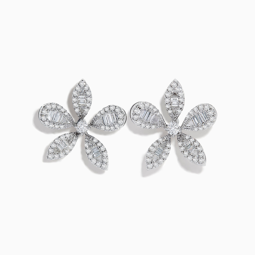 Effy Classique 14K White Gold Diamond Flower Earrings | effyjewelry.com