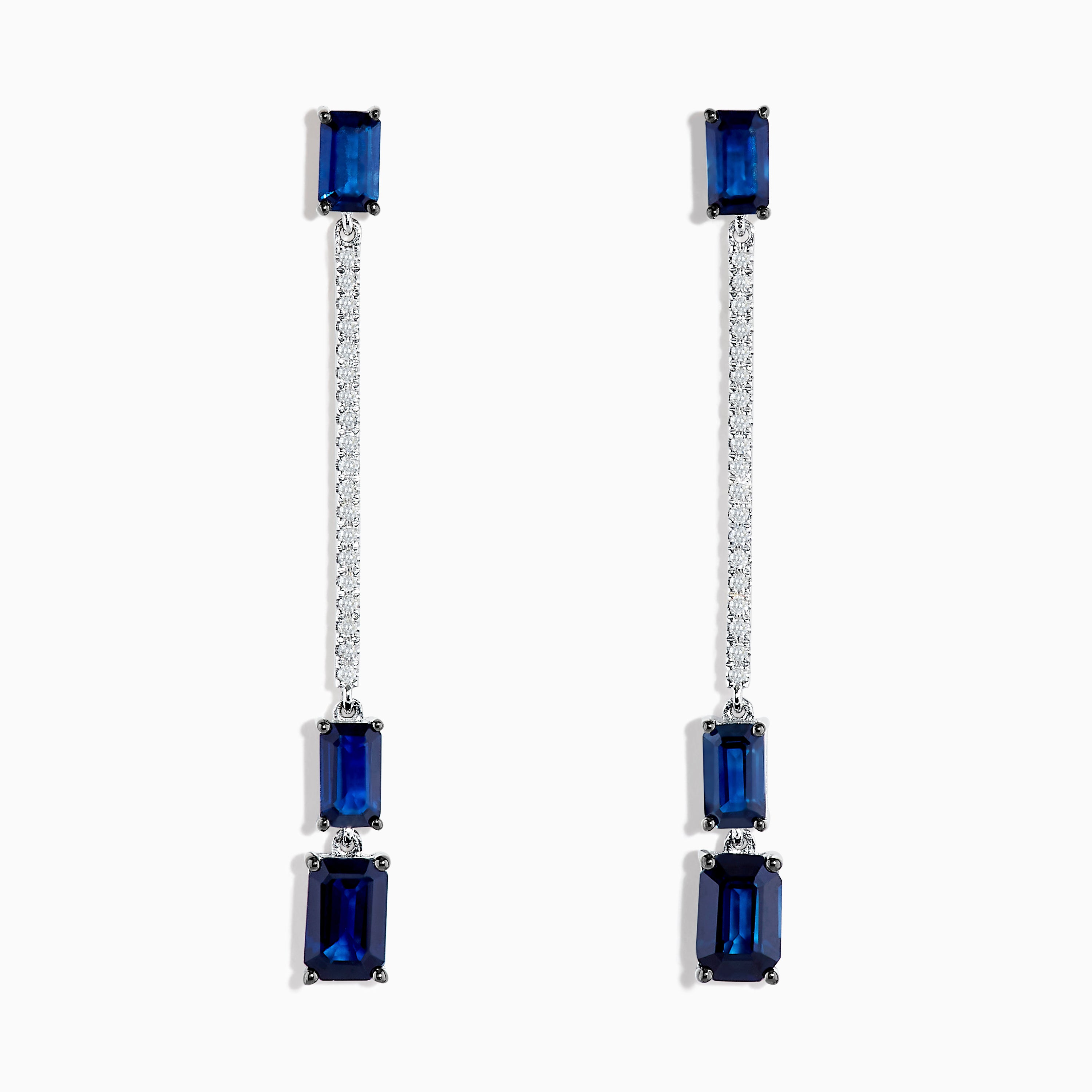 Royale Bleu 14K White Gold Blue Sapphire and Diamond Drop Earrings ...