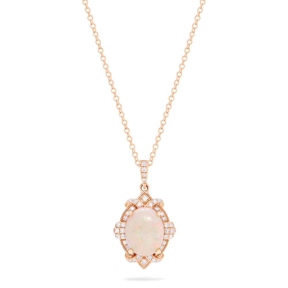 Effy Aurora 14K Rose Gold Opal and Diamond Pendant, 1.57 TCW