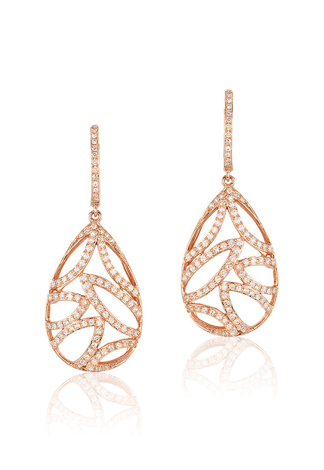 Red Aster Gold Earrings - Pearlkraft Rose Gold Collection