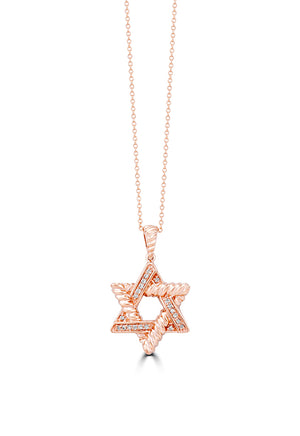 Love Necklace with a Sparkling Star of David - Silver, Gold or Rose Go