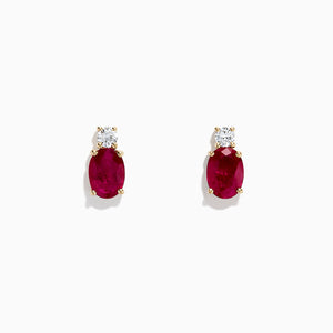 Effy Ruby Royale 14K Yellow Gold Ruby Stud Earrings, 1.14 TCW