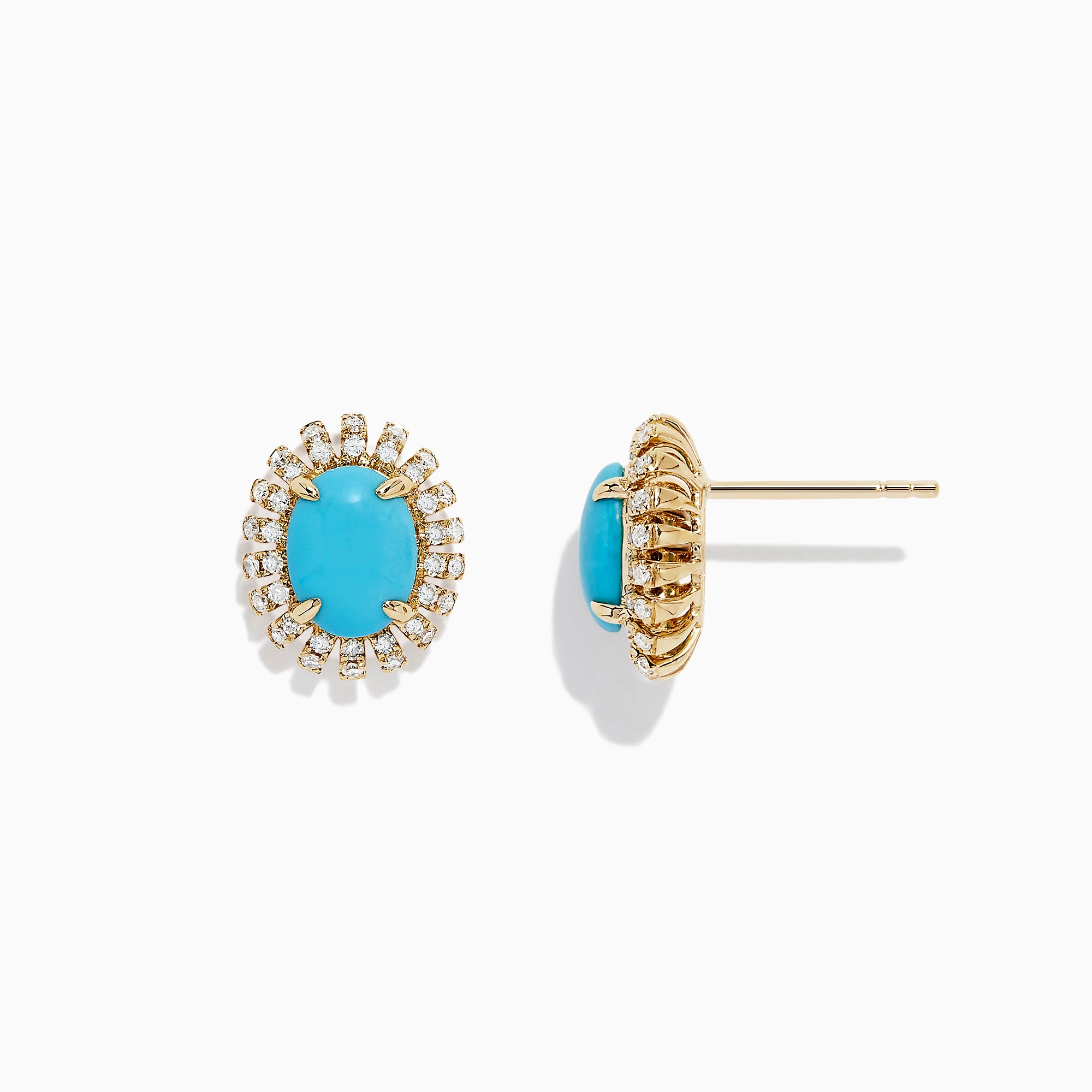 Effy 14K Yellow Gold Turquoise and Diamond Earrings, 2.03 TCW