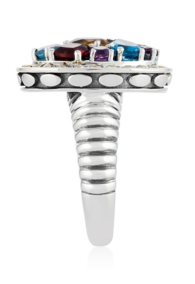 Effy 925 Sterling Silver & 18K Yellow Gold Multi Gemstone Ring