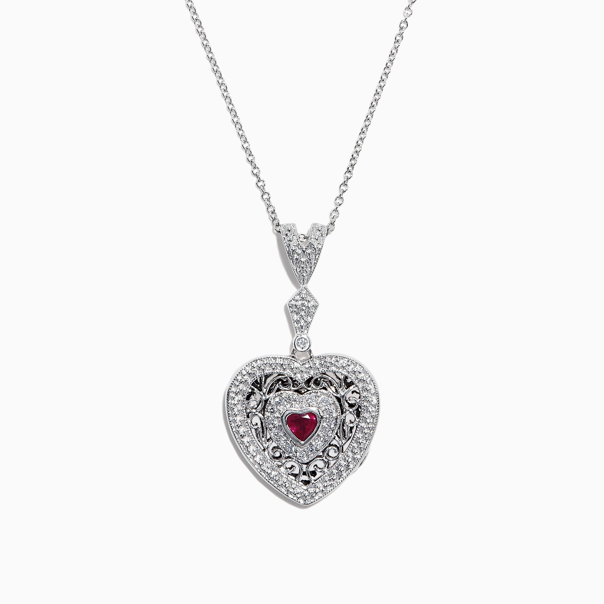 Gold and Diamond Heart Locket Necklace — EF Collection®