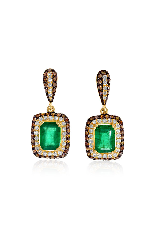 Effy Brasilica 14K Yellow Gold Emerald and Diamond Earrings, 2.51 TCW ...