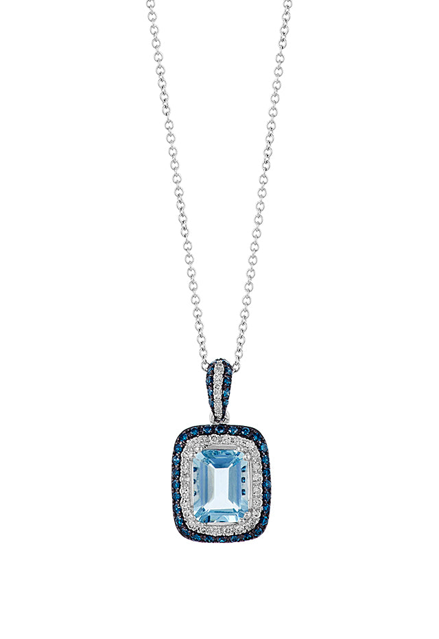 Effy Aquarius 14K White Gold Aquamarine and Diamond Pendant, 1.69 TCW ...