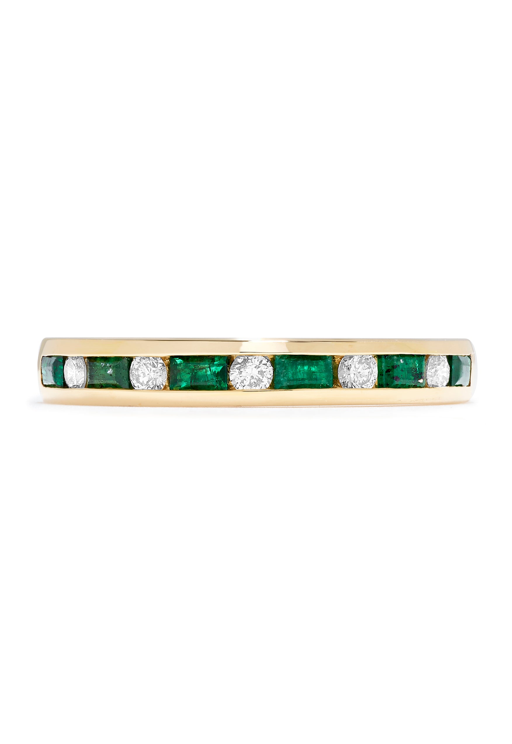 Brasilica 14K Yellow Gold Emerald and Diamond Channel-Set Ring, 0.66 T ...