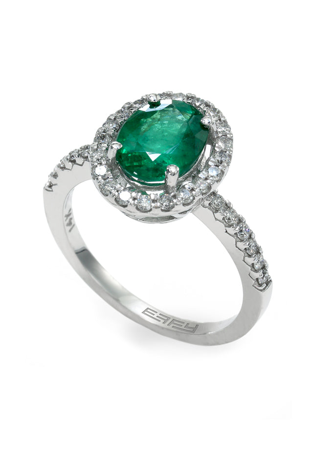 Gemma 14K White Gold Emerald and Diamond Ring, 1.91 TCW – effyjewelry.com