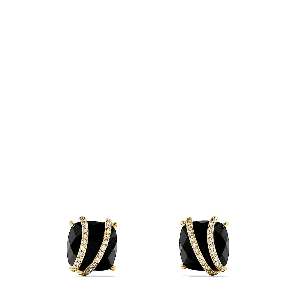 Effy Eclipse 14K Yellow Gold Onyx and Diamond Stud Earrings, 10.68 TCW