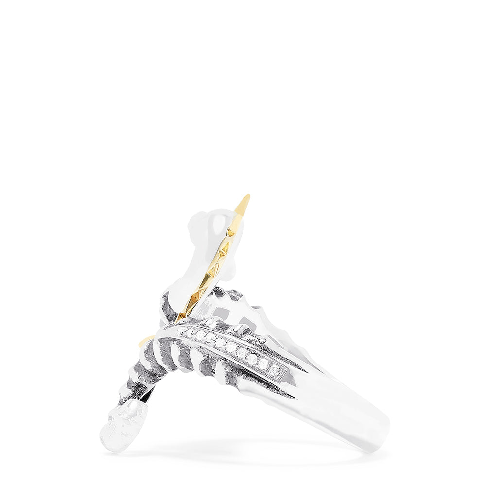 Seaside Silver & 18K Gold Sapphire and Diamond Seahorse Ring, 0.08 TCW ...