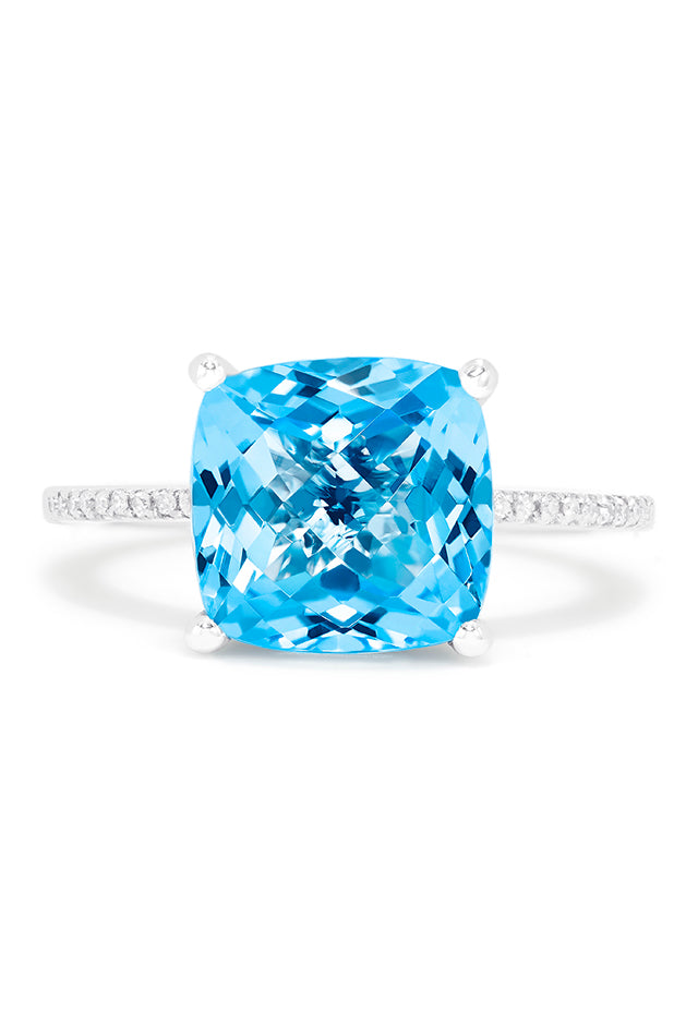 Effy Ocean Bleu 14K White Gold Blue Topaz and Diamond Ring, 4.83 TCW ...