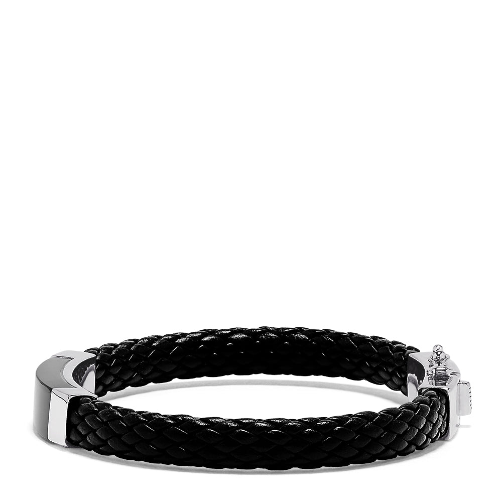 Effy Men's Sterling Silver and Leather Bangle - Black