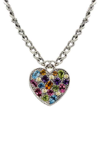 Effy 925 Sterling Silver & Gold Multi Gemstone Heart Pendant - Sterling  Silver & 18K Gold / Yellow