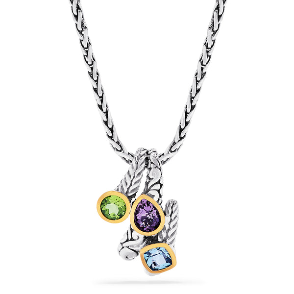 Effy 925 Sterling Silver & 18K Gold Multi Gemstone Key Pendant, 2.29 TCW