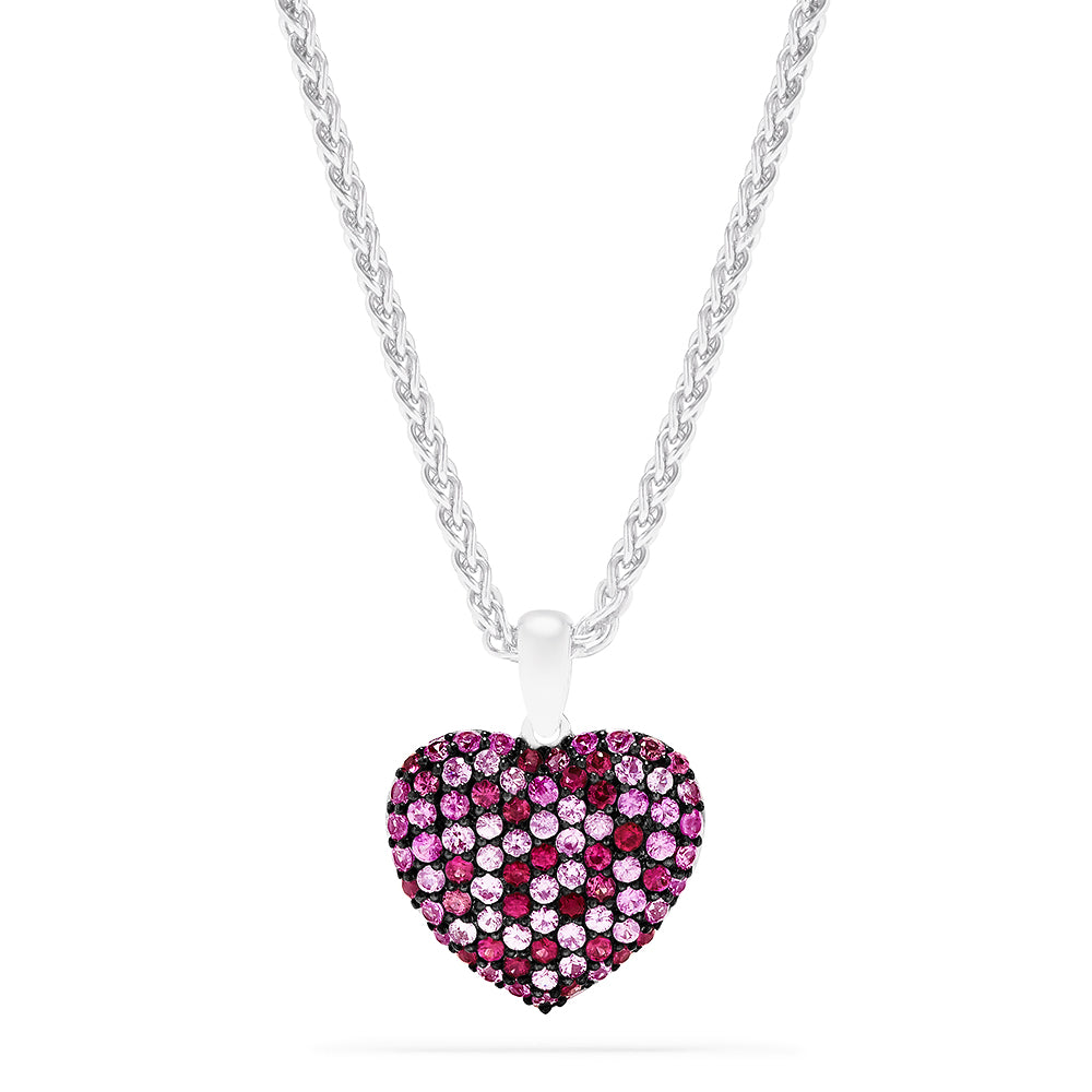 Effy 925 Sterling Silver Pink Sapphire Splash Heart Pendant, 2.65 TCW ...