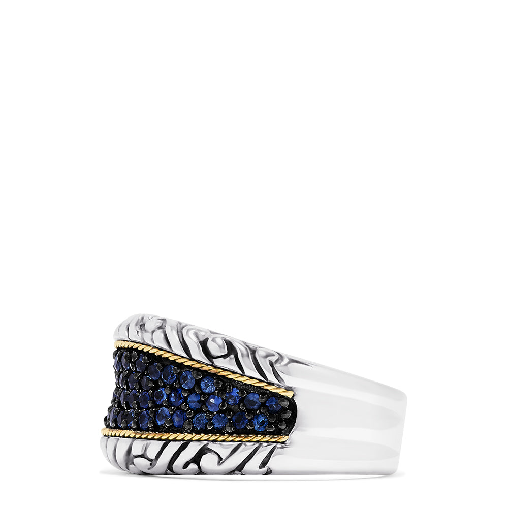 Effy 925 Sterling Silver & 18K Yellow Gold Blue Sapphire Ring, 1.18 TC ...