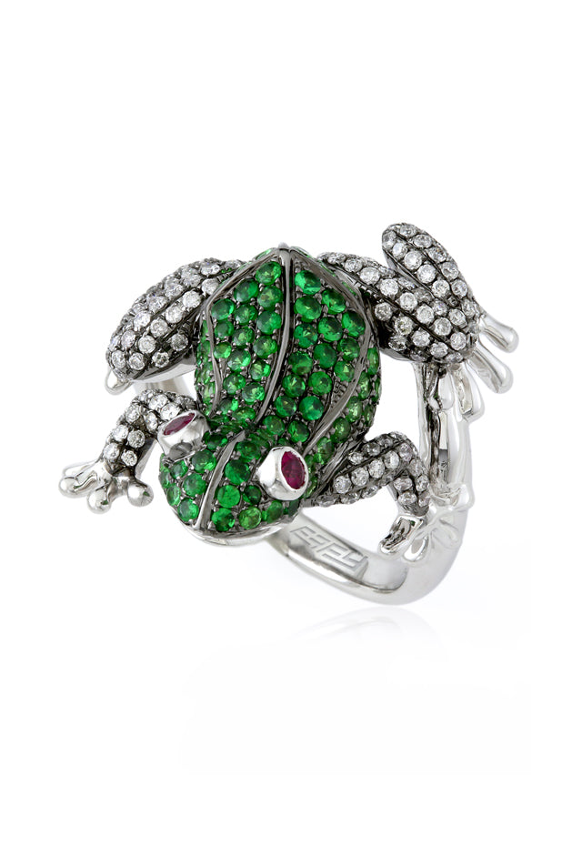 Santagostino Enamel Ladybug & Frog Amethyst Ring | Frog jewelry, Amethyst,  Cocktail ring designs