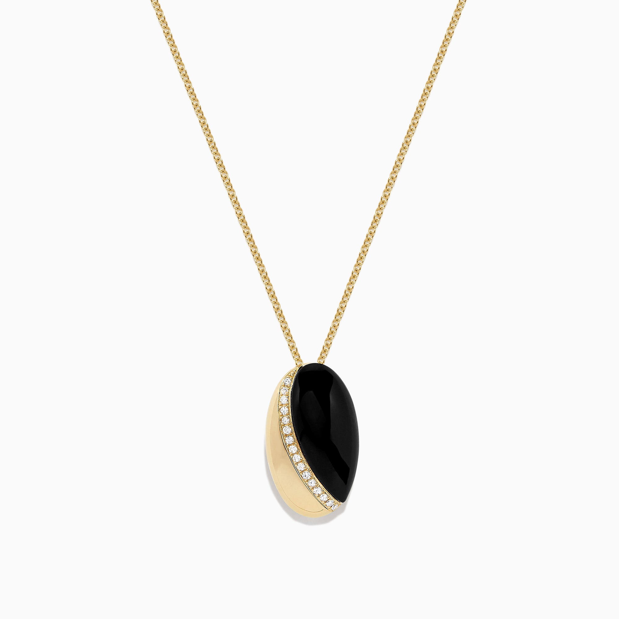 Oval Black Onyx and 14kt Yellow Gold Pendant Necklace