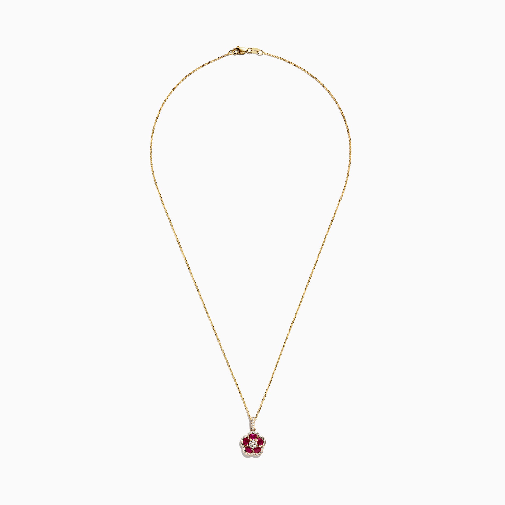 Ruby Royale 14K Yellow Gold Ruby and Diamond Flower Pendant, 1.43 TCW ...