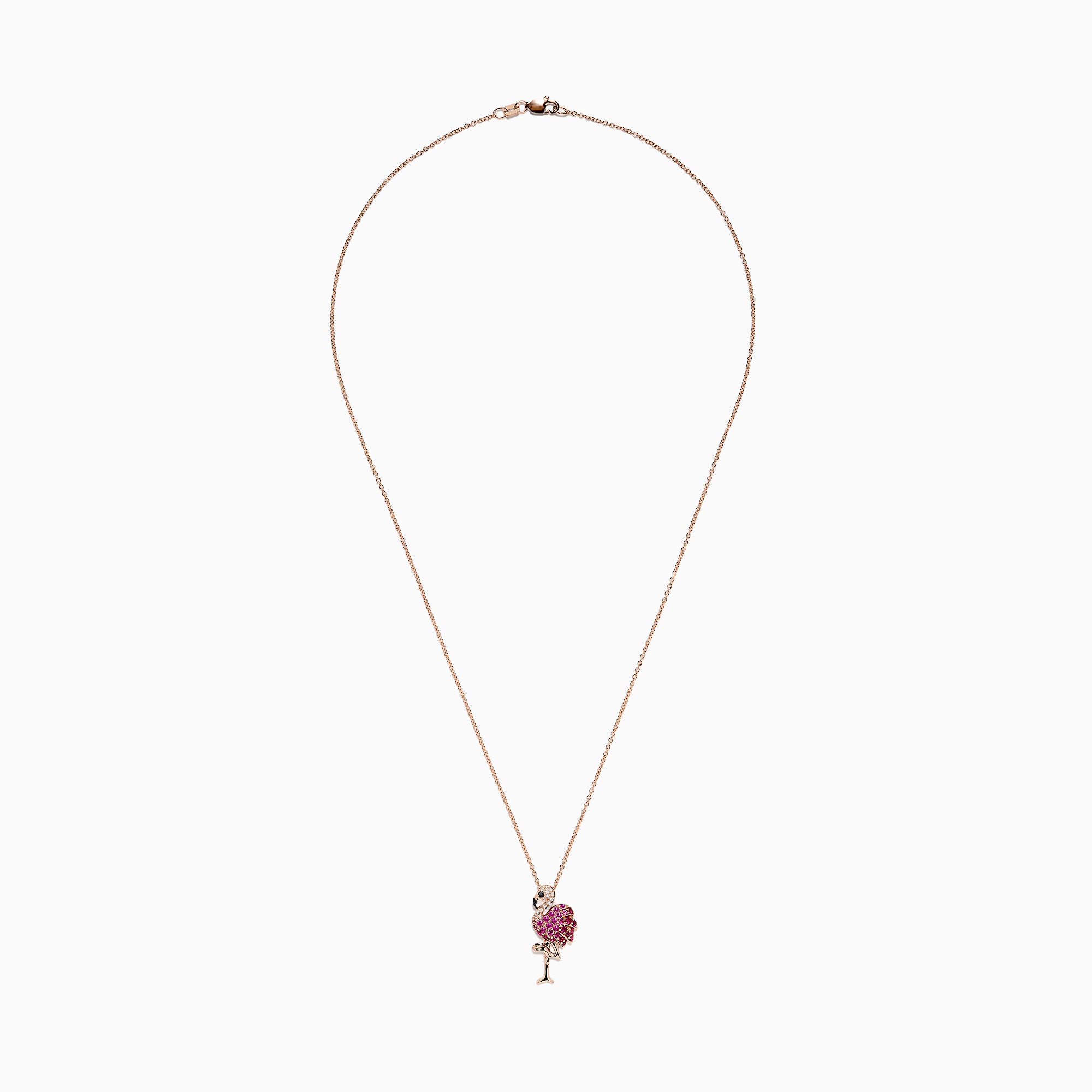 Safari 14K Rose Gold Ruby and Diamond Flamingo Pendant, 0.64 TCW ...