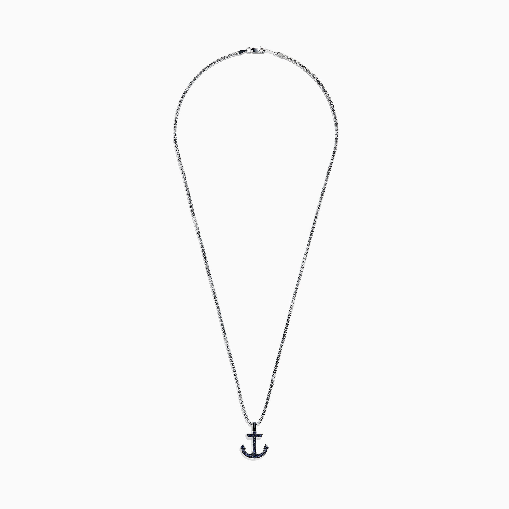 Sterling and Sapphire Anchor Necklace - Small