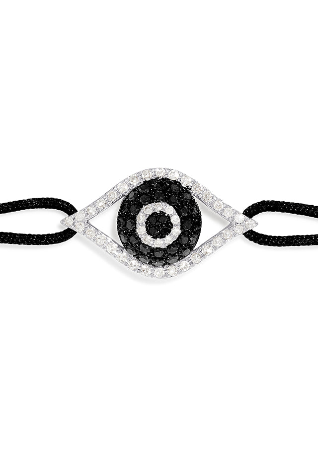 Evil Eye Silver Black American Diamond Adjustable Thread Bracelet – ZIVOM