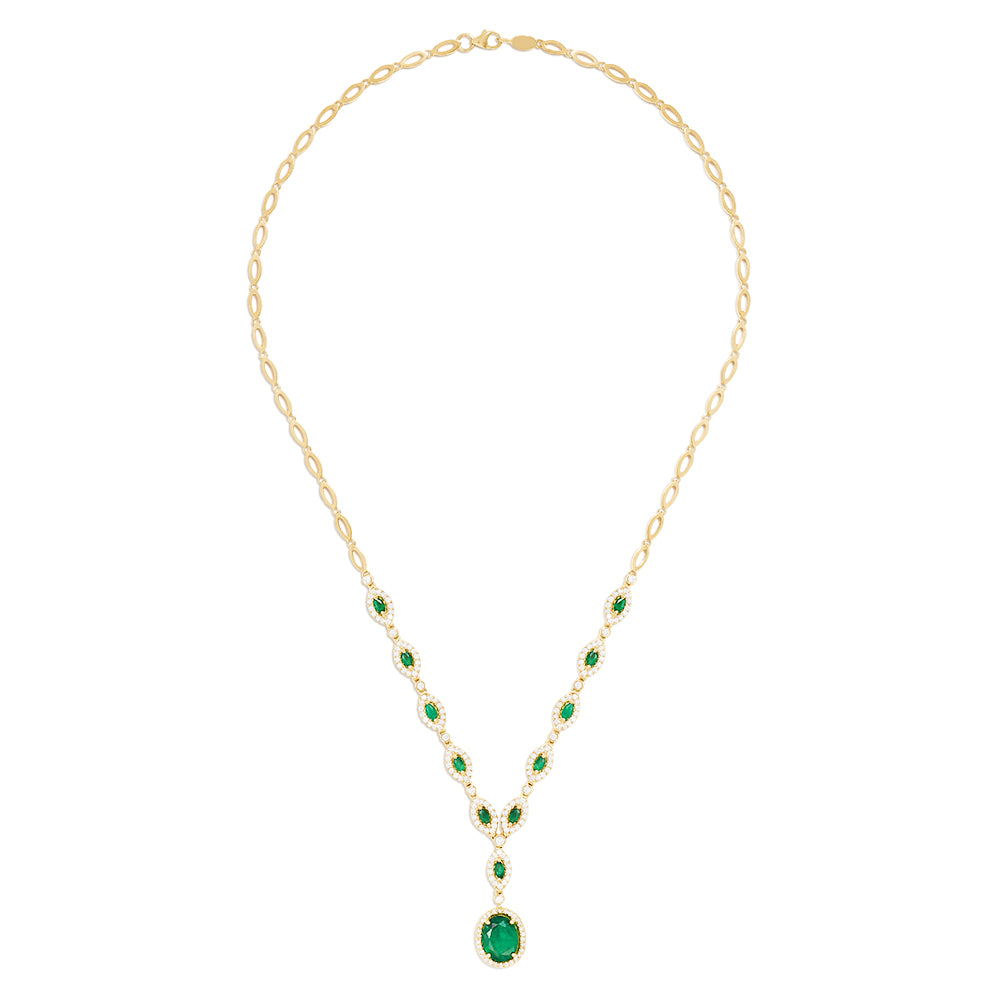 Effy 14K Yellow Gold Emerald and Diamond Necklace, 4.62 TCW ...