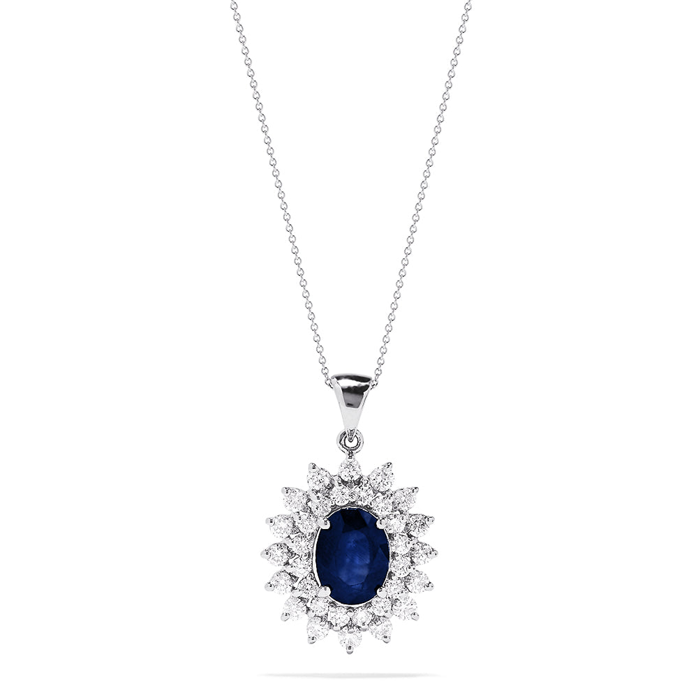 Effy Royalty 14K White Gold Blue Sapphire and Diamond Pendant, 2.29 TCW