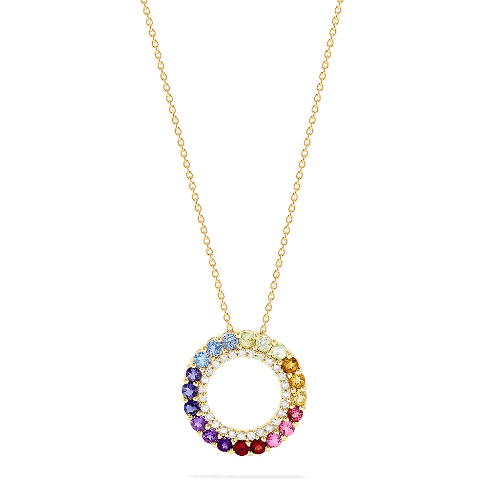 Buy 14K Rose Gold, Diamond and Multi Gemstone Necklace Online in India -  Etsy