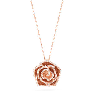 Effy 14K Rose Gold Diamond Rose Pendant, 0.50 TCW