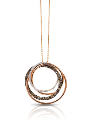 Effy Espresso 14K Rose Gold Cognac and White Diamond Pendant, 1.06 TCW