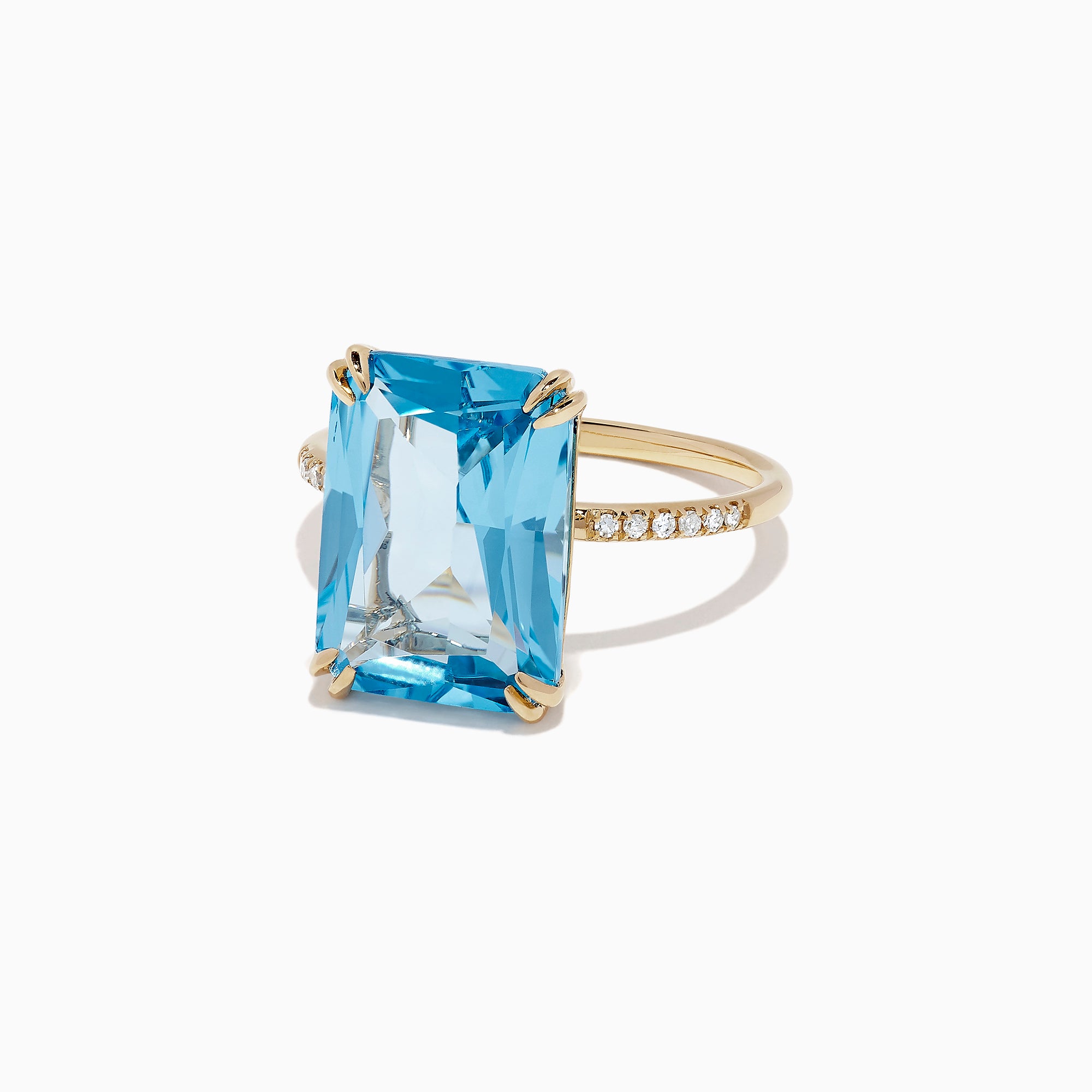 Effy Ocean Bleu 14K Yellow Gold Blue Topaz and Diamond Ring, 8.06