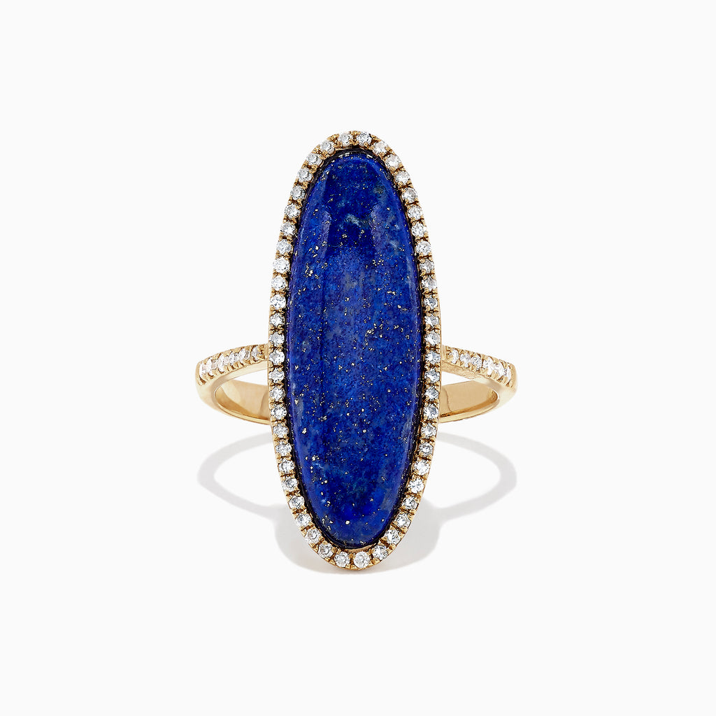 Effy 14K Yellow Gold Lapis Lazuli and Diamond Ring, 6.27 TCW ...