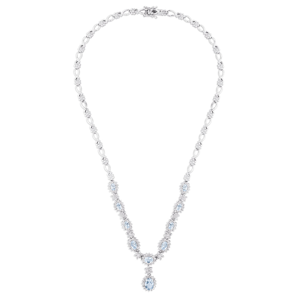 14K White Gold Aquamarine and Diamond Necklace, 5.83 TCW – effyjewelry.com