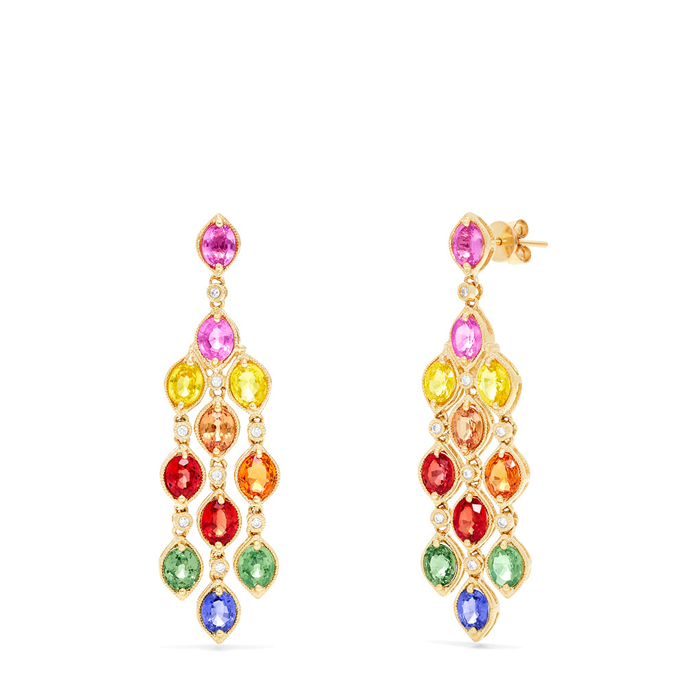 Effy Watercolors 14K Yellow Gold Multi Sapphire Starfish Stud Earrings –