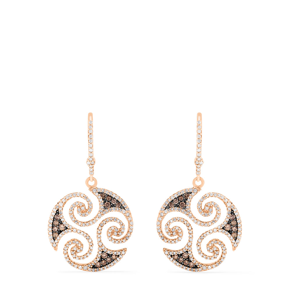 Effy 14K Rose Gold Espresso and White Diamond Earrings, 1.48 TCW ...