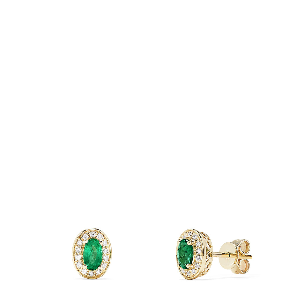 Effy Brasilica 14K Yellow Gold Emerald and Diamond Stud Earrings, 0.59 ...