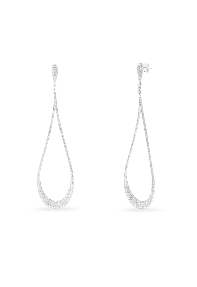 Pave Classica 14K White Gold Diamond Drop Statement Earrings, 1.63 TCW ...